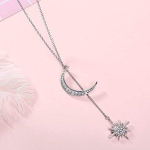 Crystal Moon&Star Necklaces Pendants Unique Gold Color Chain Necklace Accessori